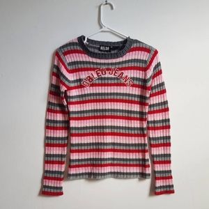 Y2k pink striped sweater